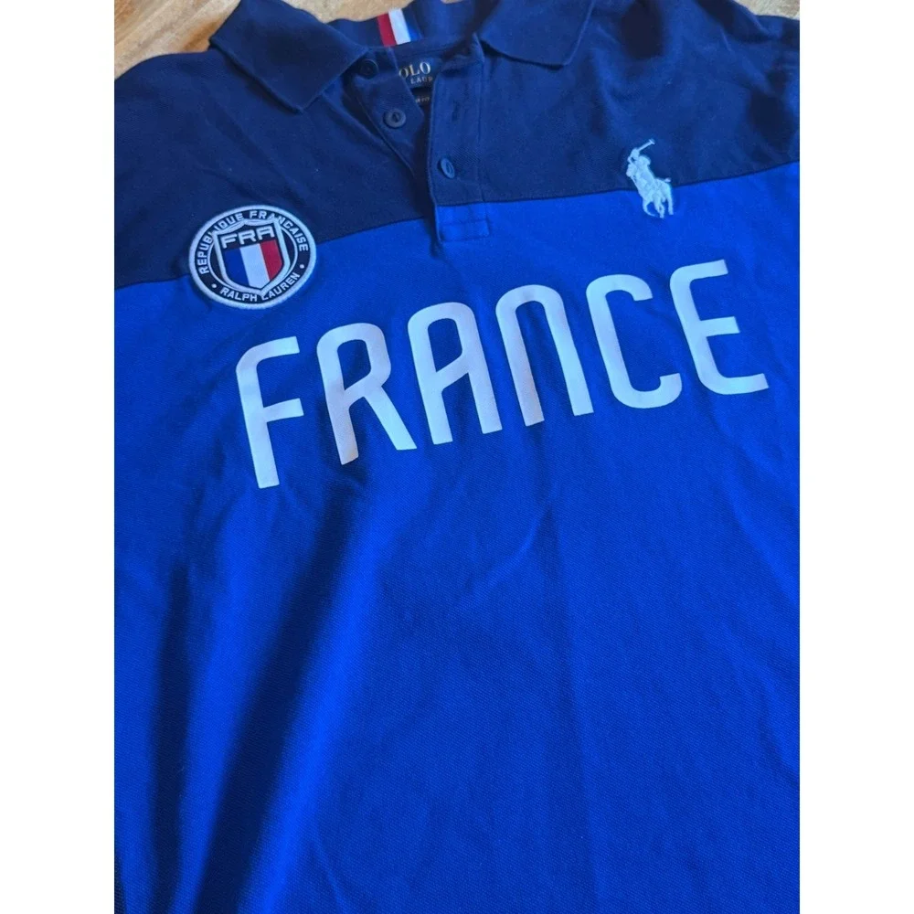 Mens Polo Ralph Lauren France FRA 16 Custom Fit Big Pony Polo Shirt XL Patch